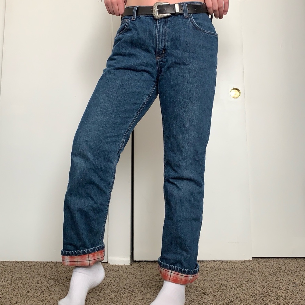 Carhartt plaid lined jeans